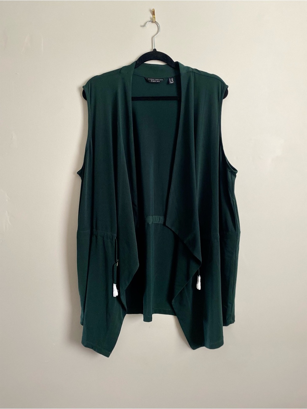 Susan Graver Everyday Forest Green Liquid Knit Vest 2X Travel Chic Boho Casual